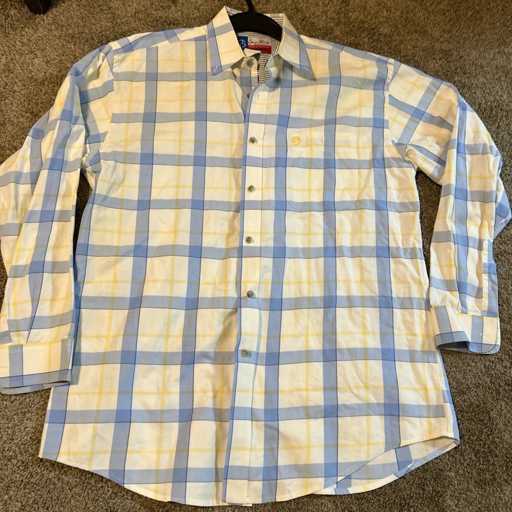 Wrangler Light Blue and Cream Plaid Shirt